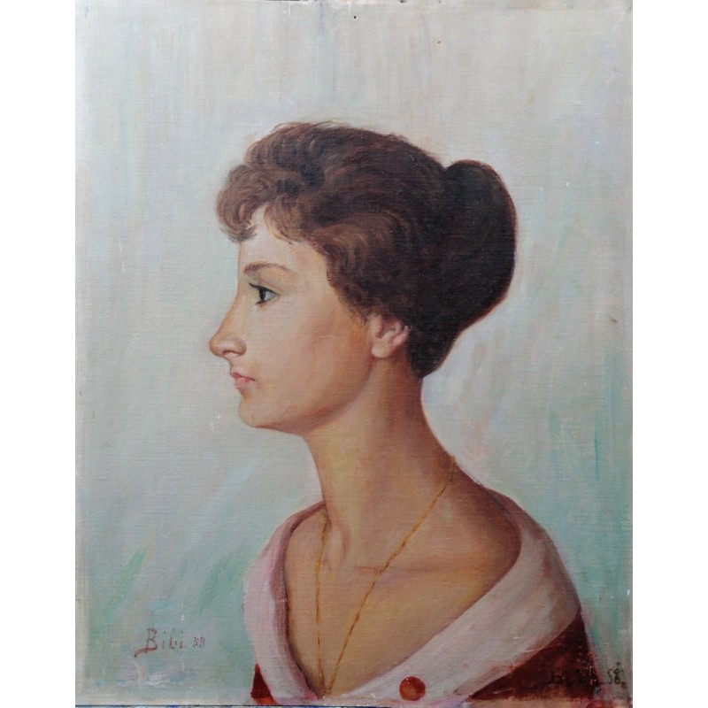 Profilo di Donna olio su tela cm 40*45