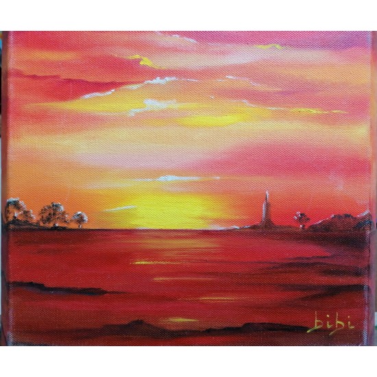 sunset oil on canvas cm 30*30